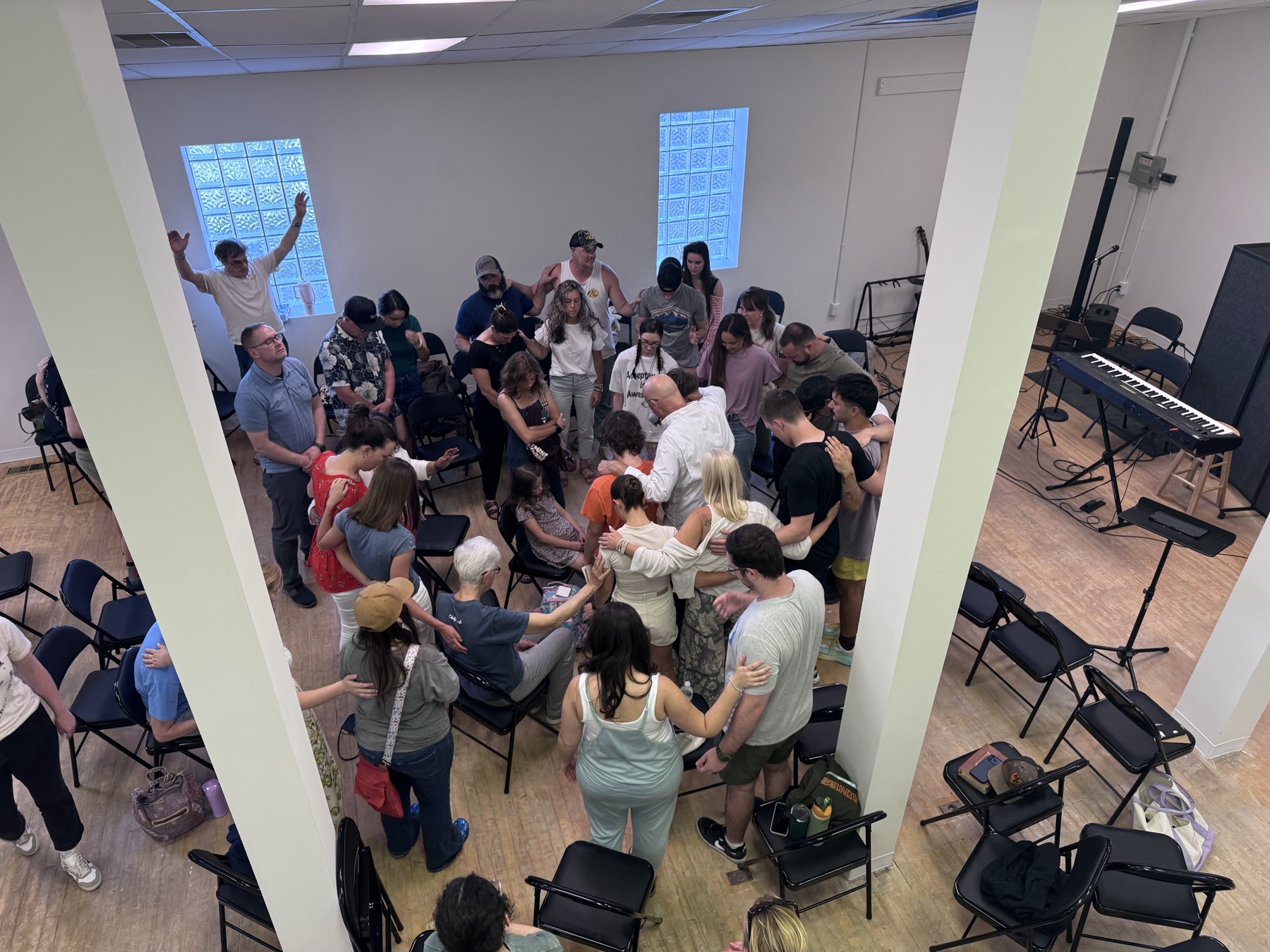 People gathered in prayer
